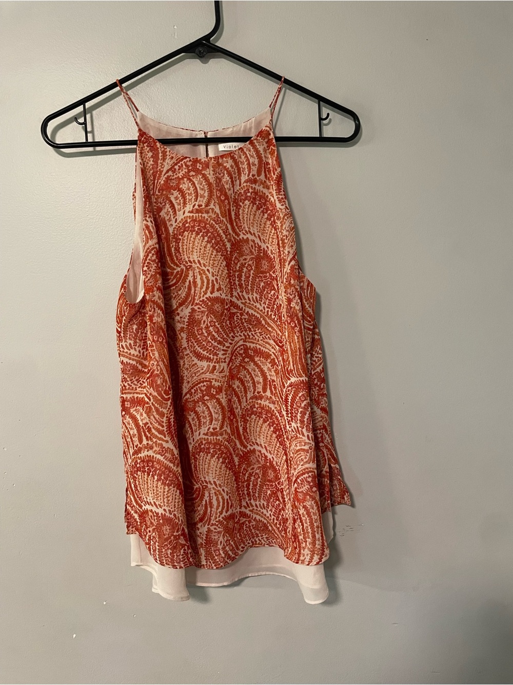 Violet & Claire Rust Patterned Halter Tank Top Medium